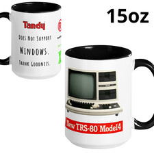 Vintage TRS-80 Model 4 Tech Mug 15oz Tandy Radio Shack Retro Computer Gift picture