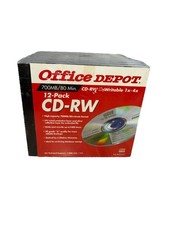 Office Depot CD-RW Re-Writable DISC 12 Pack 700MB/80 Minute Format 1x 4x Speed picture