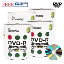 400 Pack Smartbuy DVD-R DVDR Shiny Silver Top 16X 4.7GB Data Recordable Disc picture