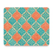Moroccan Tile — Teal & Coral Mouse Pad 9.25x7.75 Non-Slip Desk Mat picture