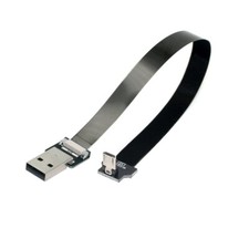 Cablecy Down Angled USB 2.0 Type-A Male to Micro USB 5Pin Male Data Flat Cable picture