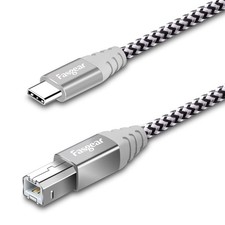 Fasgear USB C to USB B Cable, 6ft, Gray Nylon Braided, Printer Scanner Cord, Met picture