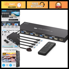 4-Port HDMI KVM Switch for 4 PCs, 4K@60Hz, USB 3.0 Hub, EDID, Monitor Sharing picture