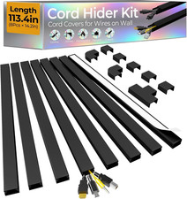 113.4in Cord Hider Kit, Cord Covers for 2-4 Wires on Wall, Self-Adhesive Cable H picture