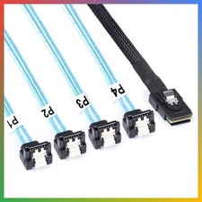 Mini SAS SFF-8087 to 4 SATA Cable 90 Degree 1.6FT 1 Pack picture