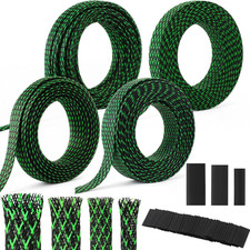 Tatuo 151 Ft Braided Cable Sleeve Expandable Wire Sheathing(Green, Black) picture