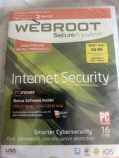 WEBROOT Internet Security, Secure Anywhere w/ Bonus Software, PC Mover Express picture