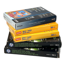 Lot 5 HP, Epson & Staples Photo Plus Gloss Glossy Paper 4x6 ~375 Sheets NEW picture
