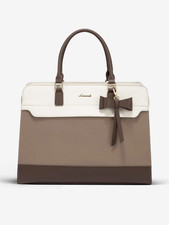 LOVEVOOK Laptop Tote Bag for Women, Leather Work Bag, Waterproof White/Khaki-NEW picture