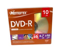 Memorex DVD-R 16x 4.7GB 120min 10 Pack in Slim Case Blank Disc NEW picture