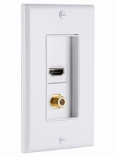 GE UltraPro 30582 HDMI Coax HDTV Wall Plate White In-Wall Cable TV NEW picture