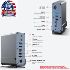 15 in 1 Hub Type-C Docking Station 4K@60Hz HDMI Displayport USB a RJ45 SD TF Aud picture
