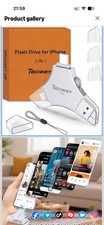 USB Flash Drive for iPhone/iPad, MFi Certified 3in1, 256GB, Silver picture