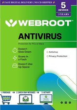 🔥 Webroot Antivirus 2026 | ONLINE KEY (NO CD) | 3 Year License, 5 PC/Mac picture