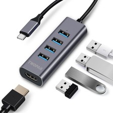 USB-C Hub with 4K HDMI, 4 USB 3.0 Ports, 5Gbps Data Transfer – Ultra-Compact ... picture
