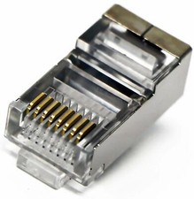 Shielded RJ45 CAT5 CAT5E Crimp Connector (100 Pack Bag) 8P8C STP Ethernet Networ picture