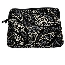 Vera Bradley Laptop Sleeve Womens OS Black Paisley Quilted Padded Zip Case Bag picture
