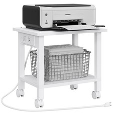 Printer Stand, 2 Tier Rolling Printer Cart with Charging Station picture