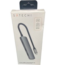 Satechi 4‑in‑1 USB‑C Hub, 4K/60Hz HDMI, 10Gbps, 100W PD, Braided Cable – Gray picture
