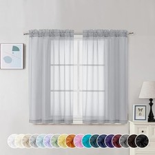  Sheer Curtains 45 Inch Long 2 Panels, Light 42