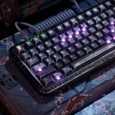 Transparent Green and Black Cherry Profile Keycaps for MX Switches - PBT Mechani picture