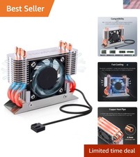 12V M.2 2280 SSD Heatsink with 40mm PWM Cooling Fan, Copper Heat Pipes and Th... picture