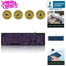 PERIBOARD-317R Wired Backlit Keyboard with Big Print - Tri-Color LED Style picture