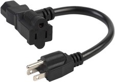1 Foot Nema 5-15P Male C13/5-15R Piggyback Power Cord UL CUL SJT 14AWG 3C picture