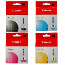 Set of 4 New Genuine Factory Sealed Canon 8 Inkjet Cartridges picture