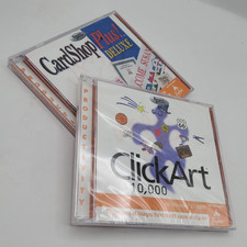 ClickArt 10000 + CardShop Plus Deluxe PC CD-ROM 1998 Broderbund Windows ~ NEW picture