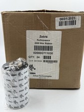 Box of 24 Rolls Zebra 02000GT11030 Performance 2000 Wax Ribbon 4.33