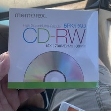 Memorex 5-Pack High Speed CD-RW 12X 700MB 80 Min, Rewritable, Factory Sealed- 5A picture