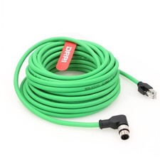 Right Angle M12 4pin D-Code Male to RJ45 Waterproof Ethernet Shielded Cat5E C... picture
