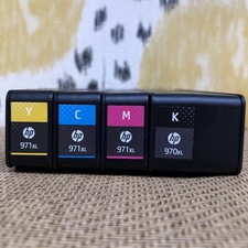 4pk Genuine HP 970Xl Black & 971XL Color Ink Cartridges Full Cartridges Only picture