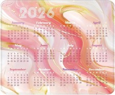 2026 Calendar Mouse Pad, 240mm×200mm Small Waterproof Mouse Mat with Stitched picture