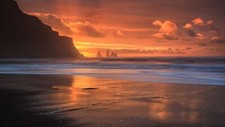 Landscape sea clouds sunset waves nature photography Custom Gaming Mat Desk picture