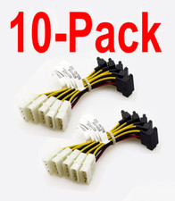 IDE/Molex 4-Pin Male to SATA 15-Pin Female Power Adapter Cable (10-Pack) picture