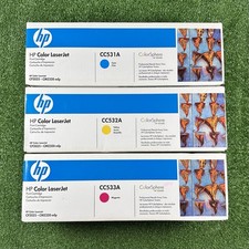 Lot of 3 HP Color LaserJet Toner Cartridges: CC531A, CC532A, CC533A picture