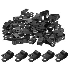 Nylon Plastic Cable Clamps 0.3 Inch, 100 Pcs R-Type Cable Clips, Black picture