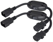 2 PCS IEC320 C14 To C13 Power AC Adapter Cable Switch 0.3m/1ft Extension picture