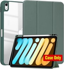 Clear Case for iPad mini 7 2024, Dark Green, Pencil Holder, Smart Stand picture