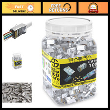 100-Pack Shielded RJ45 Connectors Cat 6A, 50µ Gold Plated, Pass Through, Etherne picture
