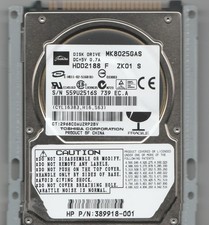 Toshiba Disk Drive MK8025GAS HDD2188 F ZK01 S  80gb IDE HP# 389918-001 picture