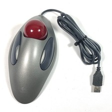 Logitech TrackMan Marble T-BC21 Wired USB Trackball Mouse Red Ball Tested picture