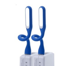 Mini Flexible USB LED Reading Light 2 Pack Laptop Power Bank Lamp Dark Blue picture