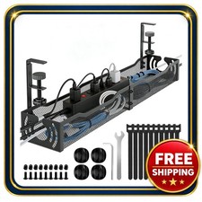 Cable Management Tray 25.3 inches Metal Clamp Under Desk Organizer picture