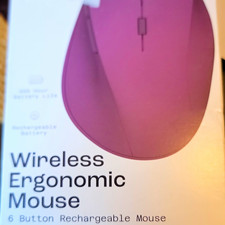 onn. Wireless Ergonomic Rechargeable Optical Mouse 6-Button 1800 DPI Purple picture