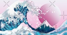 🌊Great Wave Hokusai Pink - Desk Mat, 80x40cm / 31.5in x 15.5in, Deskmat, pad picture