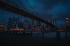 Landscape new york city building skyscraper lights night Custom Gaming Mat Desk picture