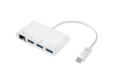 Monoprice USB-C 3-Port USB Hub - White With Wired Gigabit Ethernet Port, USB 3.0 picture
